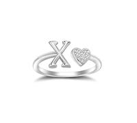 SILBERTALE 925 Sterling Silver Heart Shaped Letter Ring, Adjustable Size 52 to 58, Initial A-Z, Individual Fashion Jewellery with Gift Box, Verstellbarer Größe 52 bis 58