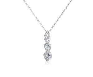 SILBERTALE 925 Sterling Silver Mother Daughter Necklace Interlocking/Infinity/DNA Spiral Pendant with Cubic Zirconia Adjustable Chain Best Gift for Mum/Daughter on Mother's Day/Birthday/Anniversary