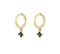 Silbertale 925 Sterling Silver Tiny Black Floral Earrings Dangle Hoop Earrings Cartilage Helix Hoop Hinged Sleeper with Charms For the Women