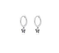 Silbertale 925 Sterling Silver Tiny Butterfly Black Cubic Zircon Dangle Hoop Earrings Cartilage and Helix Hoop Hinged Sleeper with Charms For the Women