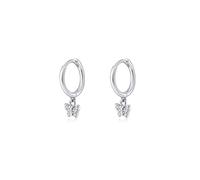 Silbertale 925 Sterling Silver Tiny Butterfly Cubic Zircon Dangle Hoop Earrings Cartilage and Helix Hoop Hinged Sleeper with Charms For the Women