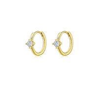 Silbertale 925 Sterling Silver Tiny Cubic Zircon 8mm Hoop Earrings Cartilage and Helix Hoop Hinged Sleeper with Charms For the Women