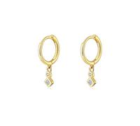 Silbertale 925 Sterling Silver Tiny Cubic Zircon Princess-cut Dangle Hoop Earrings Cartilage and Helix Hoop Hinged Sleeper with Charms For the Women