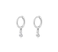 Silbertale 925 Sterling Silver Tiny Cubic Zircon Princess-cut Dangle Hoop Earrings Cartilage and Helix Hoop Hinged Sleeper with Charms For the Women