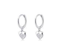 Silbertale 925 Sterling Silver Tiny Heart Cubic Zircon Dangle Hoop Earrings Cartilage and Helix Hoop Hinged Sleeper with Charms For the Women