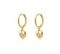 Silbertale 925 Sterling Silver Tiny Heart Cubic Zircon Dangle Hoop Earrings Cartilage and Helix Hoop Hinged Sleeper with Charms For the Women