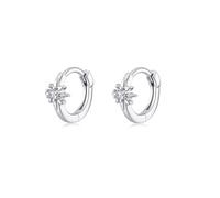 Silbertale 925 Sterling Silver Tiny Star Cubic Zircon Hoop Earrings Cartilage and Helix Hoop Hinged Sleeper with Charms For the Women