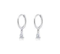 Silbertale 925 Sterling Silver Tiny Teardrop Cubic Zircon Dangle Hoop Earrings Cartilage and Helix Hoop Hinged Sleeper with Charms For the Women