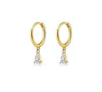 Silbertale 925 Sterling Silver Tiny Teardrop Cubic Zircon Dangle Hoop Earrings Cartilage and Helix Hoop Hinged Sleeper with Charms For the Women