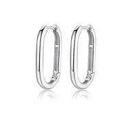SILBERTALE Minimalist Rectangle Oval Hoop Earrings Sterling Silver Gold Hoop Earrings for women Geometric U Shaped Chunky Hoop Earrings