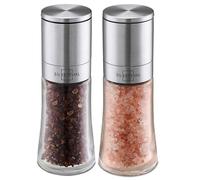 SILBERTHAL Salt and Pepper Grinder Set of 2, Glass and Stainless Steel | Adjustable Coarseness, Ceramic Grinder, Refillable 100 g Glass Body, Supplied Without Spices
