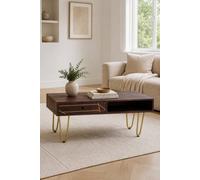 Silchester Dark Mango Coffee Table With Drawer And Gold Inlay