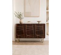 Silchester Dark Mango Large 3 Door Sideboard With Gold Detail