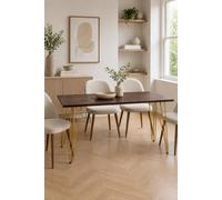 Silchester Dark Mango Rectangular 6 Seater Dining Table Gold Detail