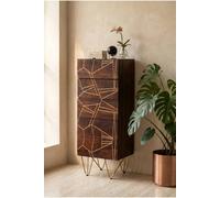 Silchester Dark Mango Tall Chest Of Drawers Gold Inlay