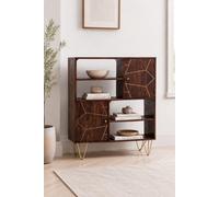 Silchester Dark Mango Wooden Display Unit With Shelves And Cupboards