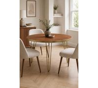 Silchester Round Dark Mango Wood Dining Table 4 Seats