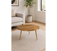 Silchester Round Light Mango Coffee Table Gold Metal Inlays