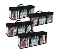 SILD 4 Pack Stackable Storage Case for DVD, Blu-Ray, Movies, Media, PS4 Video Games, Black