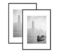 SILD A2 Poster Frame - Aluminium Black Picture Frame with Mount for A3 Certificate Frame Set of 2