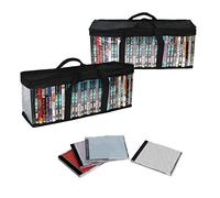 SILD Home Media Case Organizer - Stackable Black DVD Holders for BluRay, Movies, PS4 Games (2 Pack, Holds 80 DVDs)