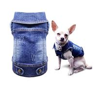 SILD Pet Clothes Dog Jeans Jacket Cool Blue Denim Coat For Small Medium Dogs Lapel Vests Classic Hoodies Puppy Blue Vintage Washed Clothes (M)
