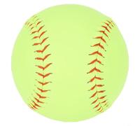Sileduove 12-Inch Unmarked Practice Softball with PVC Cover and Red Stitching for Slowpitch Training, Optic Yellow Official Size Weight Ball for Pitching Drills and Games