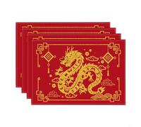 Sileduove 13x72 Inch Chinese Dragon Table Runner, New Year Table Runner Kitchen Decoration Kitchen Dining Table Cover(Mat A)