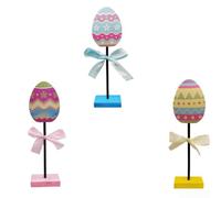Sileduove 3Pcs Easter Hanging Eggs, Easter Diy Egg Decorations for Tree Easter Egg Decorations Colorful Bow Desktop Ornaments for Home Party Decorations