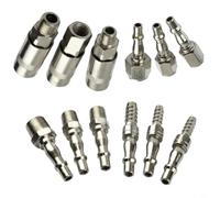 Sileduove Air Compressor Fittings, Quick Release Set, Air Line Hose Connector, 12-Piece Industrial Coupling Kit, Galvanized Alloy Steel, Built-in Shut-off Valve, 1/4" and 3/8" for BSP