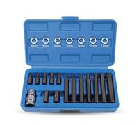 Sileduove Alloy Steel 1/2 Inch Drive Socket Set, with Hex and, For Torx 12 Point Bits 30mm 75mm, For Impact Adapter, for Car Repair Tools 15 Piece Assortment(H type)