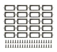 Sileduove Antique Brass Drawer Label Pull, Metal Tag Holder, File Name Card Frame for Home Office Storage, Vintage Green Bronze Finish with 40 Screws Included, 70x33mm Iron Construction(Green Bronze)