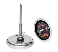 Sileduove BBQ Temperature Gauge, Grill Thermometer, Meat Probe, Large Face Analog for dial for Barbecue Roasting, 50-800F Range, Stainless Steel Build, Easy Read Design, No Battery