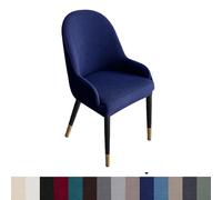 Sileduove Chair Covers, Semicircular Dining Room Chair Cover Made of Corn Velvet, Curved Chair Cover for Living Room, Office (Navy Blue)