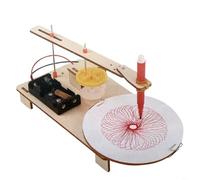 Sileduove Creative DIY Wooden Electric Plotter Drawing Robot Model Kit, Automatic Painting Machine for Children STEM Education, Adjustable Elliptical Pattern Art Toy, Wood Color 22x12x9cm