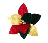 Sileduove Fabric Poinsettia Flower Christmas Ornament For Tree Hanging Decoration Offering Modern Minimalist Style And Long Lasting Material(E)