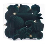 Sileduove Flocked Christmas Ball Decoration Set With 28 Polystyrene Ornaments, Including Hanging Loops For Easy Placement On Trees And Holiday Setups(dark green)