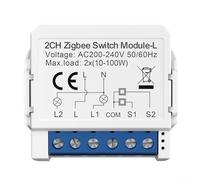 Sileduove for TUYA Smart Light Switch Module For for ZIGBEE No Neutral Mini Smart Circuit Breake 1/2/3way, Wireless Remote Control( for ZIGBEE 2 Road)