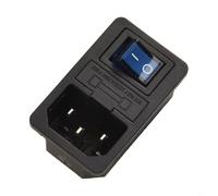 Sileduove Illuminated Power Inlet Module with Fuse and Rocker Switch, 10A 125V IEC320 C14 Socket, Pre-Wired with 5 x 16AWG Cables for Computer DIY Projects, Black(Blue)