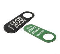 Sileduove Leather Do Not Disturb Door Hanger Sign with Unique Pattern for Hotel Room Office Meeting, Reversible Knock Please Tag Decor, Black Green and Red Green Color Options Available(black+green)