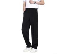 Sileduove Men's Casual Wear Trousers Trendy Korean Loose Drape Pants for Modern Looks (L Black)
