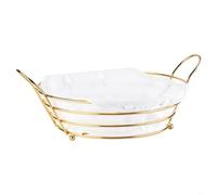 Sileduove Modern Metal Wire Fruit Storage Basket Bowl with Removable Lining for Kitchen Counter Dining Table Home Office Desktop Gold 29.5x24x10cm