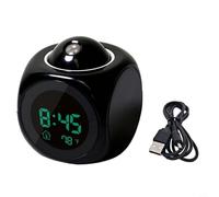 Sileduove Projector Clocks, Multifunctional LED Projector Alarm Clock Multi-function Digital Temperature Display Voice Talking Projection Clock(black+USB)