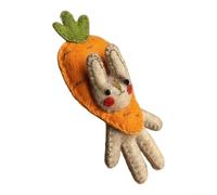 Sileduove Soft Felt Bunny Plushie With Embroidered Facial Features And Padded Cotton Filling, Lightweight Seasonal Ornament For Various Home Spaces(The pumpkin rabbit)
