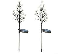 Sileduove Solar Garden Branch Lights Outdoor Decorative Pathway Lighting Set with Adjustable Stem 70cm Stainless Steel for Patio Lawn 2 Pack(A-color)