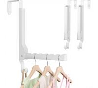 Sileduove Storage Rack, Clothes Rack, Foldable Door Hook, Over The Door Organizer with 6 Slots, Space Saving Design and Silent Anti-Slip Pads, Holds 20lbs, Steel Build for Easy Tool-Free(White)
