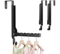 Sileduove Storage Rack, Clothes Rack, Foldable Door Hook, Over The Door Organizer with 6 Slots, Space Saving Design and Silent Anti-Slip Pads, Holds 20lbs, Steel Build for Easy Tool-Free(Black)