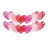 Sileduove Valentine's Day Rattan Heart Vase Fillers 16 or 32 Pcs in White Pink Red Rose Red for Romantic Table Centerpieces and DIY Crafts(16)