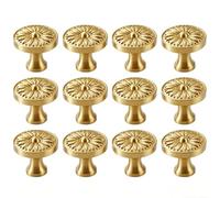 Sileduove Vintage Gold Furniture Knobs, For Cabinet Drawer Doors, With Floral Pattern Retro Alloy Handles, For Bedroom Kitchen Wardrobe Renovation Pack Of Twelve(12pack 19)