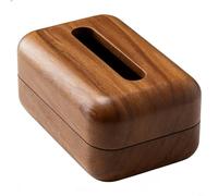 Sileduove Walnut Wood Tissue Box Cover with Modern Retro Design, Solid Wooden Napkin Holder for Living Room and Office Desk Decor, Smooth Finish Storage Organizer, Brown